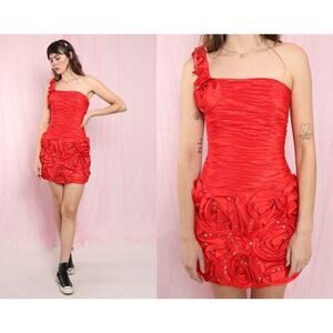 Alisha Hill Red Ruffle Rosette Prom, Party Dress, Cocktail Dress Size 4